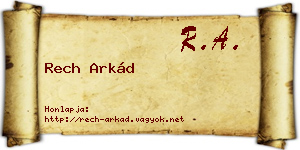 Rech Arkád névjegykártya
